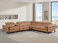 Global United 1246CG-6PC 6 pc Divan cognac italian leather power reclining sectional sofa power adjustable headrests wireless charging