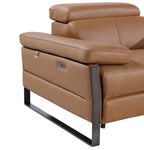 Global United 1246CG-6PC 6 pc Divan cognac italian leather power reclining sectional sofa power adjustable headrests wireless charging