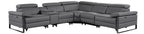 Global United 1246DG-6PC 6 pc Divan dark grey italian leather power reclining sectional sofa power adjustable headrests wireless charging
