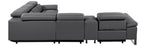 Global United 1246DG-6PC 6 pc Divan dark grey italian leather power reclining sectional sofa power adjustable headrests wireless charging