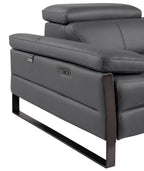 Global United 1246DG-6PC 6 pc Divan dark grey italian leather power reclining sectional sofa power adjustable headrests wireless charging