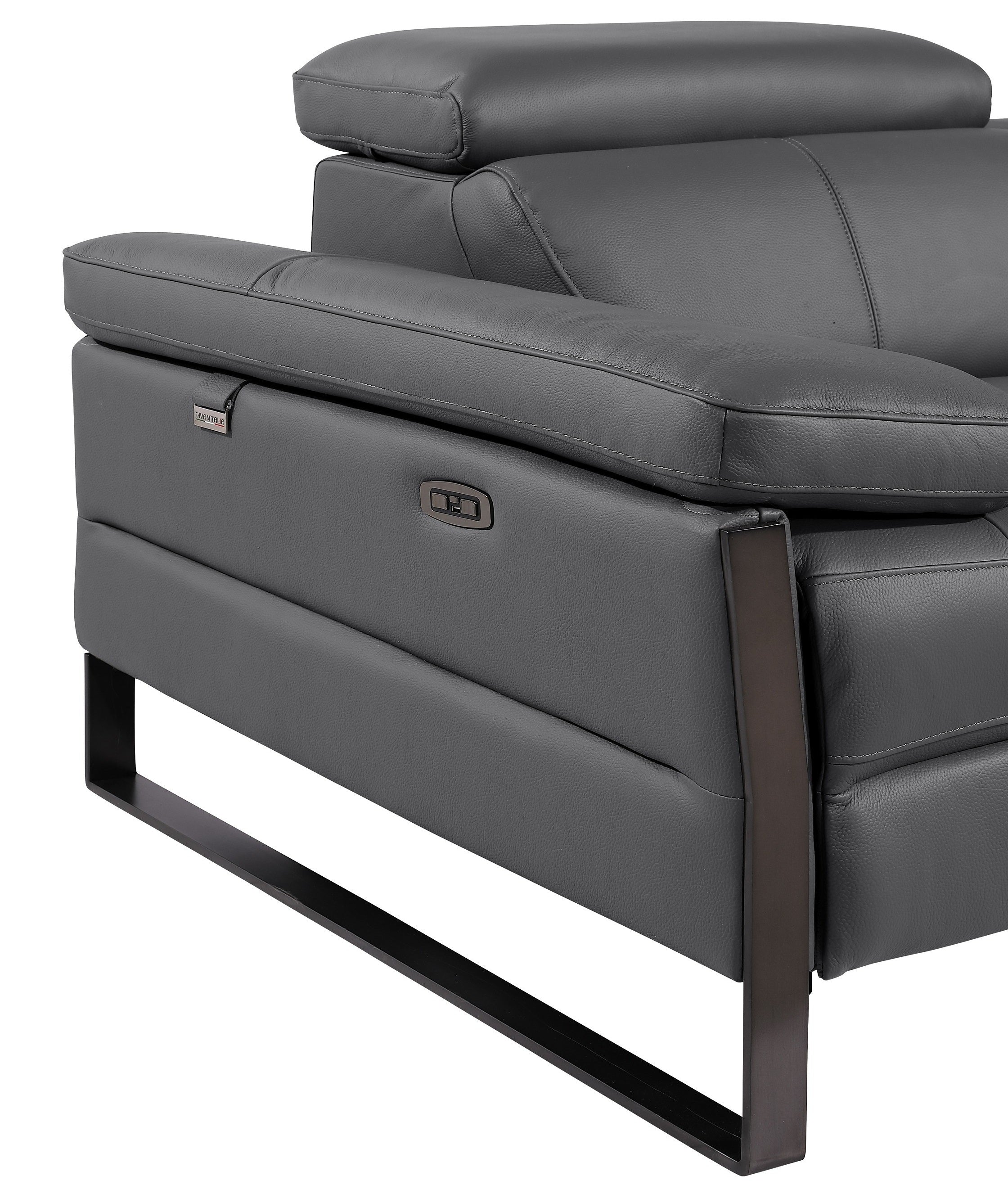 Global United 1246DG-6PC 6 pc Divan dark grey italian leather power reclining sectional sofa power adjustable headrests wireless charging