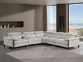 Global United DivanItalia Light Grey Italian Leather 6-Piece Power Reclining Sectional Sofa with Power Adjustable Headrests and Wireless Charging – 1246LG-6PC