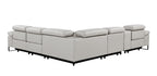 Global United DivanItalia Light Grey Italian Leather 6-Piece Power Reclining Sectional Sofa with Power Adjustable Headrests and Wireless Charging – 1246LG-6PC
