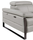 Global United DivanItalia Light Grey Italian Leather 6-Piece Power Reclining Sectional Sofa with Power Adjustable Headrests and Wireless Charging – 1246LG-6PC