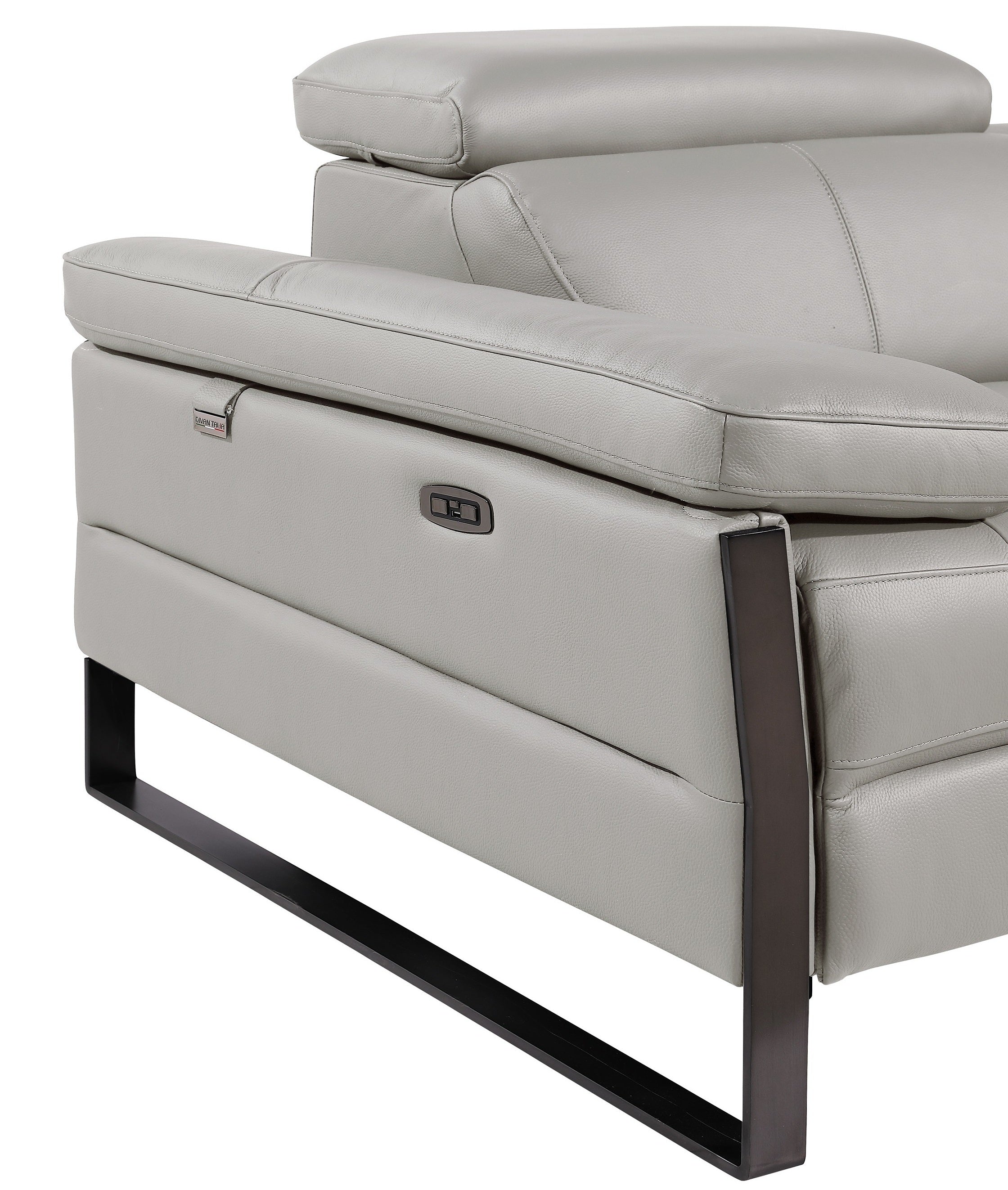 Global United DivanItalia Light Grey Italian Leather 6-Piece Power Reclining Sectional Sofa with Power Adjustable Headrests and Wireless Charging – 1246LG-6PC