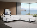 Global United DivanItalia White Italian Leather 6-Piece Power Reclining Sectional Sofa with Power Adjustable Headrests and Wireless Charging – 1246WH-6PC