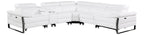 Global United DivanItalia White Italian Leather 6-Piece Power Reclining Sectional Sofa with Power Adjustable Headrests and Wireless Charging – 1246WH-6PC