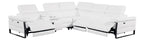 Global United DivanItalia White Italian Leather 6-Piece Power Reclining Sectional Sofa with Power Adjustable Headrests and Wireless Charging – 1246WH-6PC