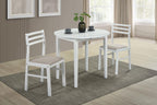 Bucknell 3-Piece Round Drop Leaf Dining Table Set White – 130005WHT