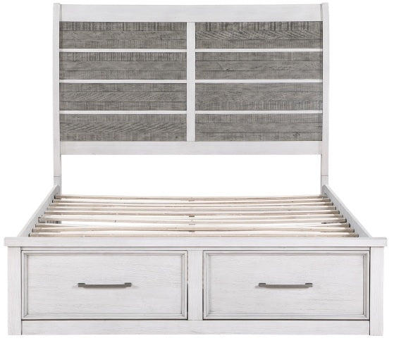 Homelegance 1303-4PC 4 pc Ambrose antique white and grey finish wood queen bedroom set with underbed drawers