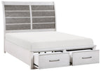 Homelegance 1303-4PC 4 pc Ambrose antique white and grey finish wood queen bedroom set with underbed drawers