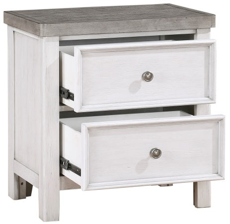 Homelegance 1303-4PC 4 pc Ambrose antique white and grey finish wood queen bedroom set with underbed drawers