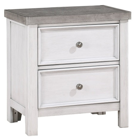 Homelegance 1303-4PC 4 pc Ambrose antique white and grey finish wood queen bedroom set with underbed drawers