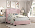 Homelegance 1308PN-1 Cameo pink fabric tufted and upholstered 63" H headboard queen bed