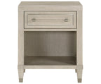 1312-4PC 4 pc Genoa light oak finish wood tufted ivory chenille fabric queen bedroom set storage drawers in footboard