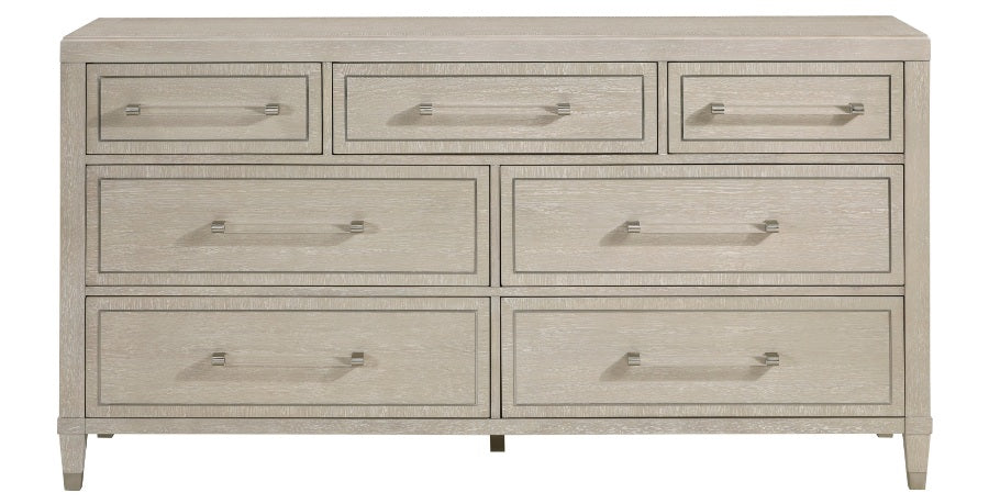 1312-4PC 4 pc Genoa light oak finish wood tufted ivory chenille fabric queen bedroom set storage drawers in footboard