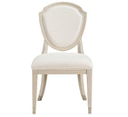 1312-7PC 7 pc Genoa light oak finish wood dining table set shield back fabric upholstered chairs