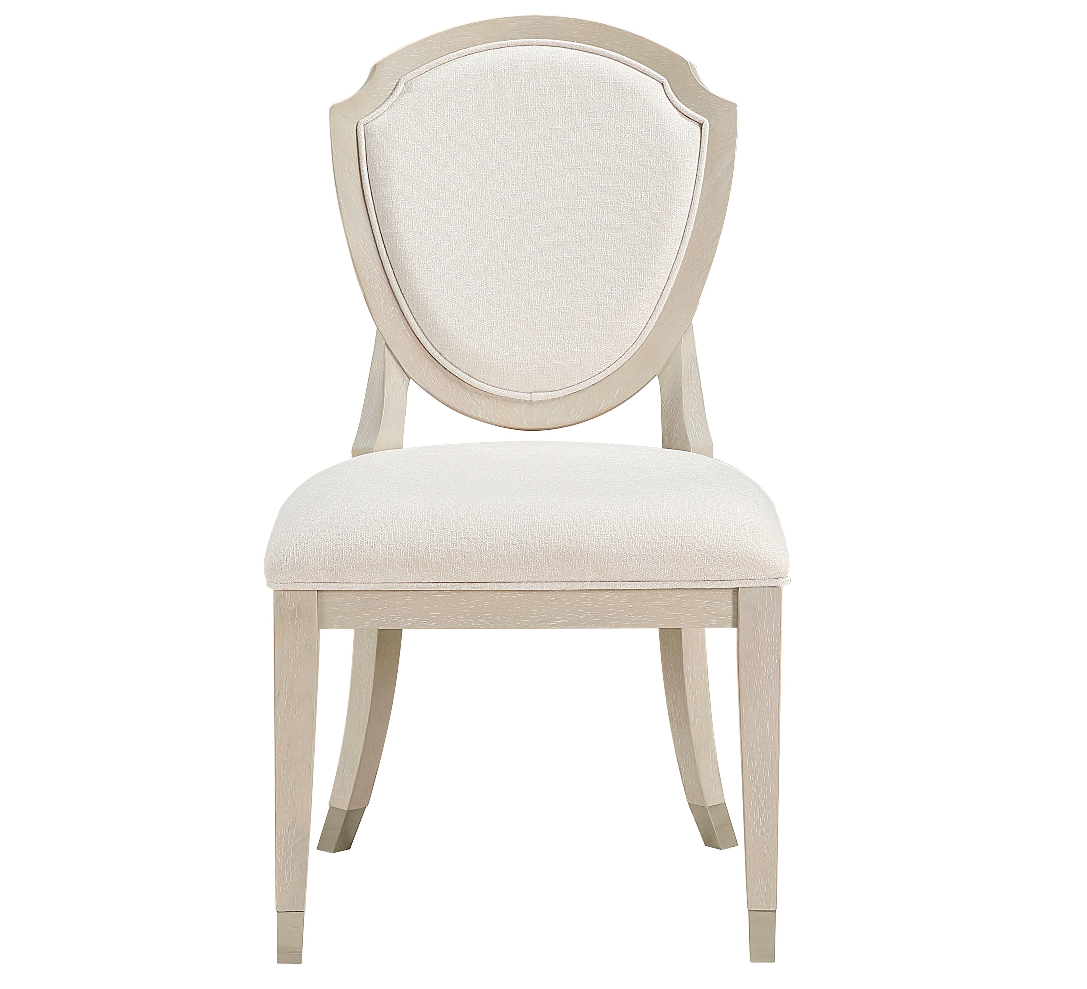 1312-7PC 7 pc Genoa light oak finish wood dining table set shield back fabric upholstered chairs