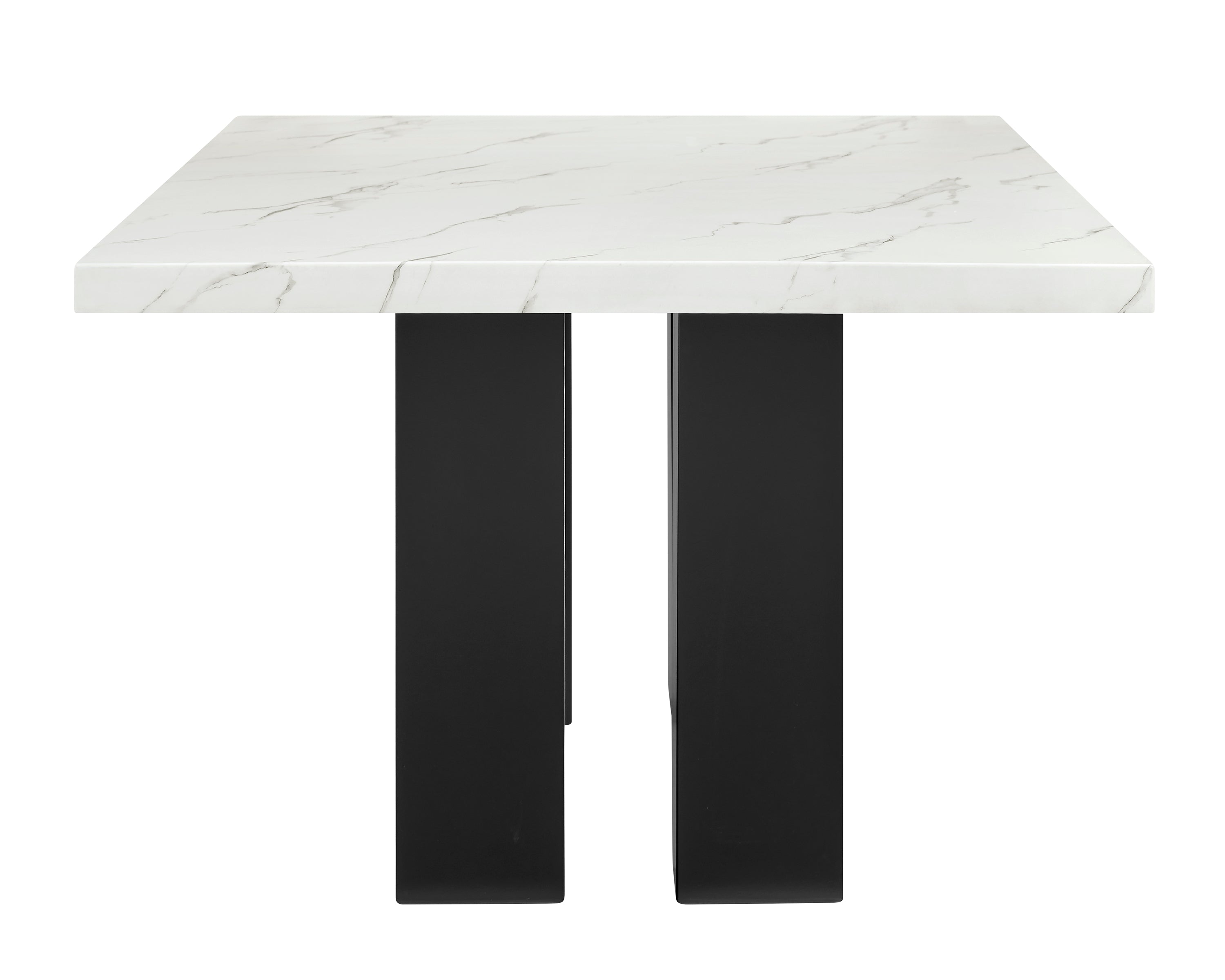Parkside 6-Piece Dark Wood & White Faux Marble Top Dining Table Set with Bench – 1312T-6PC