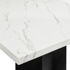 Parkside 6-Piece Dark Wood & White Faux Marble Top Dining Table Set with Bench – 1312T-6PC