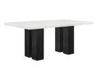 Parkside 6-Piece Dark Wood & White Faux Marble Top Dining Table Set with Bench – 1312T-6PC