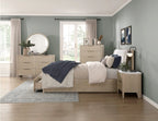 Homelegance 1313N-4PC 4 pc Matteo light oak ceruse finish wood mid century modern style queen bedroom set