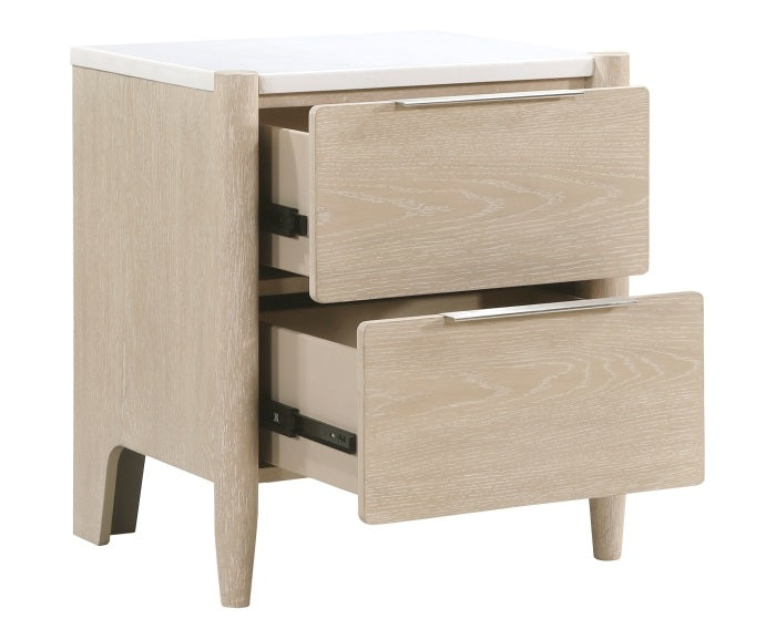 Homelegance 1313N-4PC 4 pc Matteo light oak ceruse finish wood mid century modern style queen bedroom set