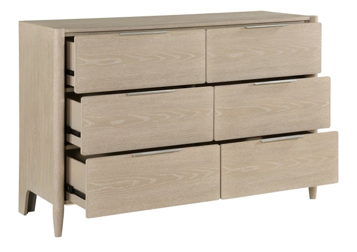 Homelegance 1313N-4PC 4 pc Matteo light oak ceruse finish wood mid century modern style queen bedroom set