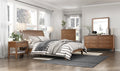 Homelegance 1314-4PC 4 pc Evans wire brushed light brown finish wood mid century modern style queen bedroom set
