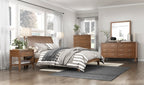 Homelegance 1314-4PC 4 pc Evans wire brushed light brown finish wood mid century modern style queen bedroom set