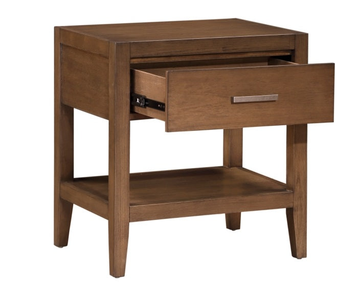 Homelegance 1314-4PC 4 pc Evans wire brushed light brown finish wood mid century modern style queen bedroom set