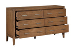 Homelegance 1314-4PC 4 pc Evans wire brushed light brown finish wood mid century modern style queen bedroom set
