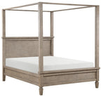 Homelegance 1316-4PC 4 pc Marceline grey oak finish wood canopy style queen bedroom set