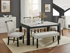 1322T-6PC 6 pc Jules dark finish wood faux marble center top dining table set