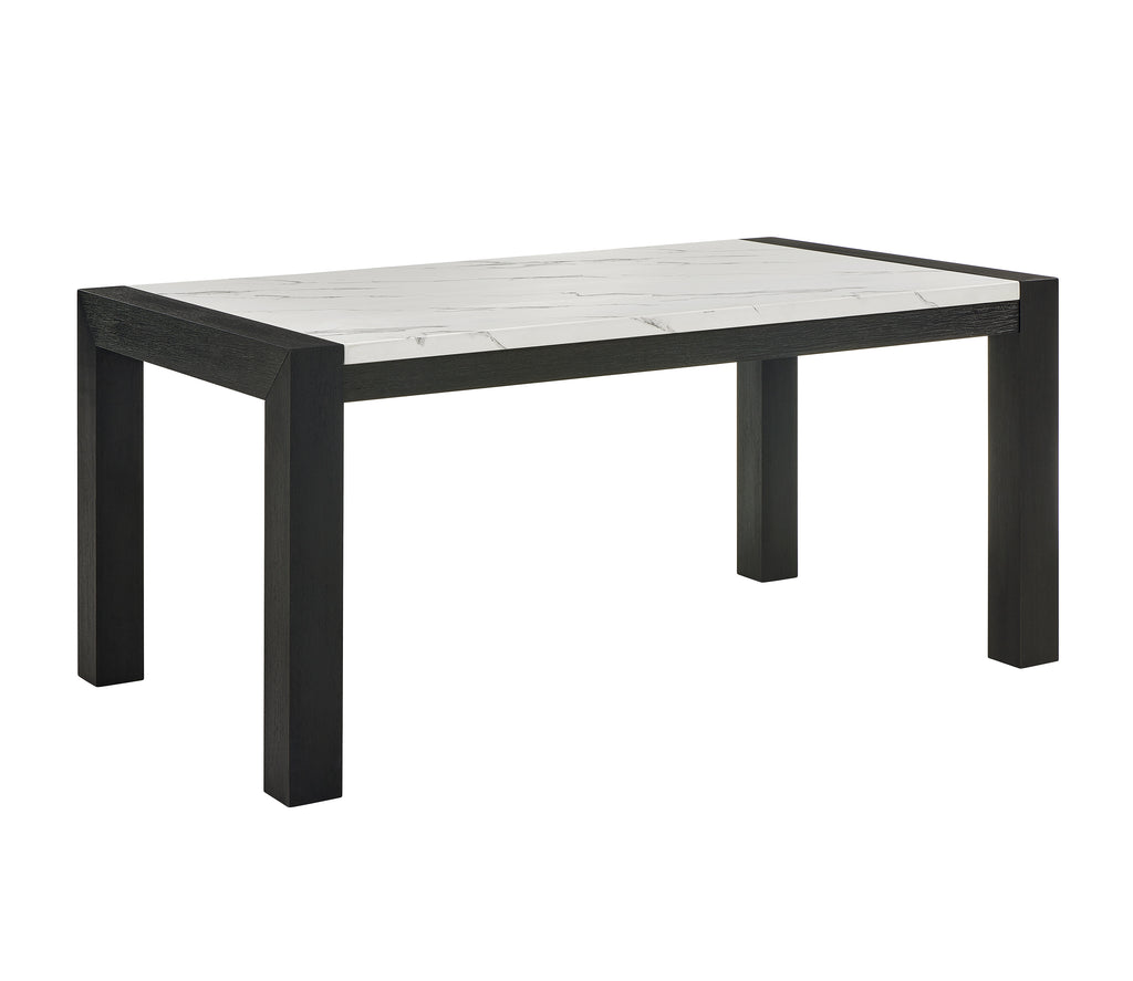 1322T-6PC 6 pc Jules dark finish wood faux marble center top dining table set