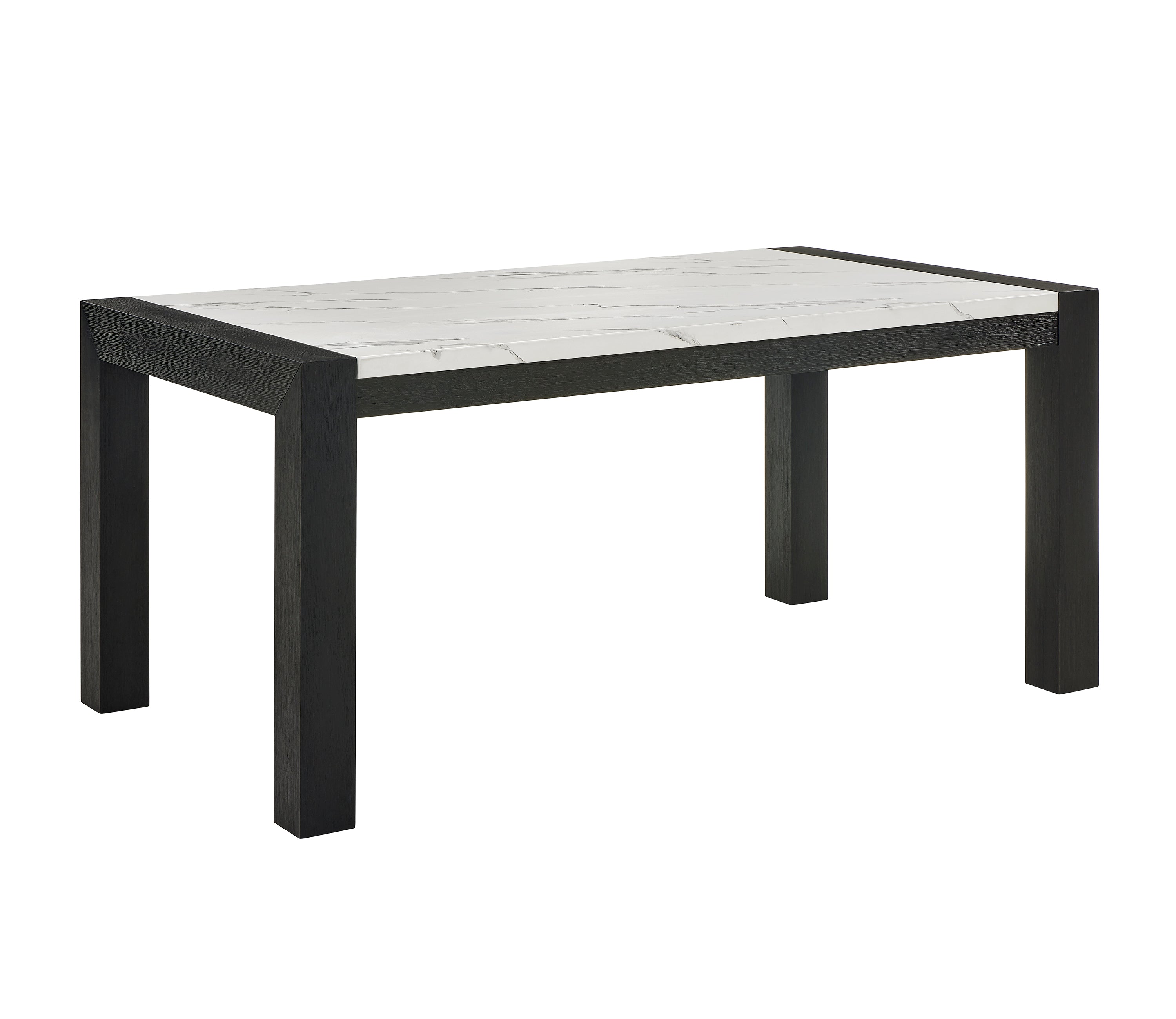 1322T-6PC 6 pc Jules dark finish wood faux marble center top dining table set