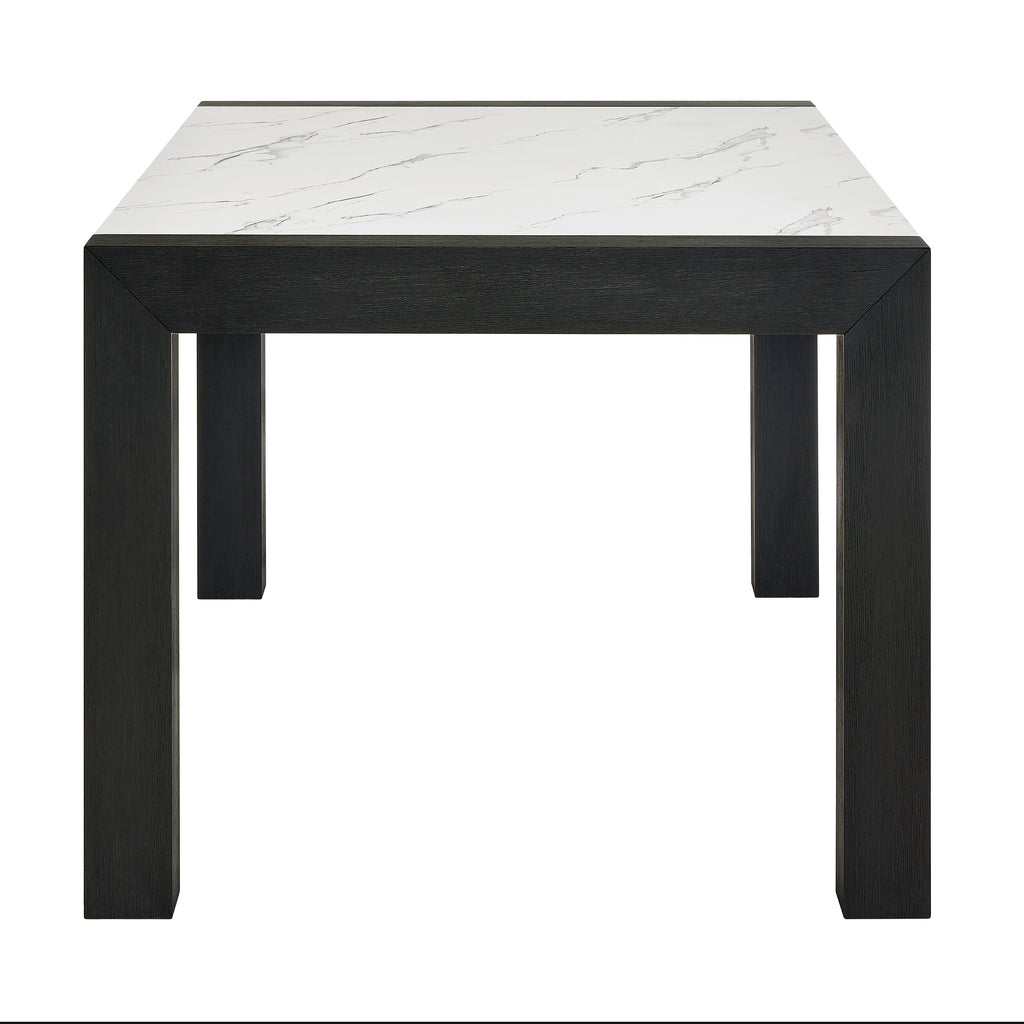 1322T-6PC 6 pc Jules dark finish wood faux marble center top dining table set
