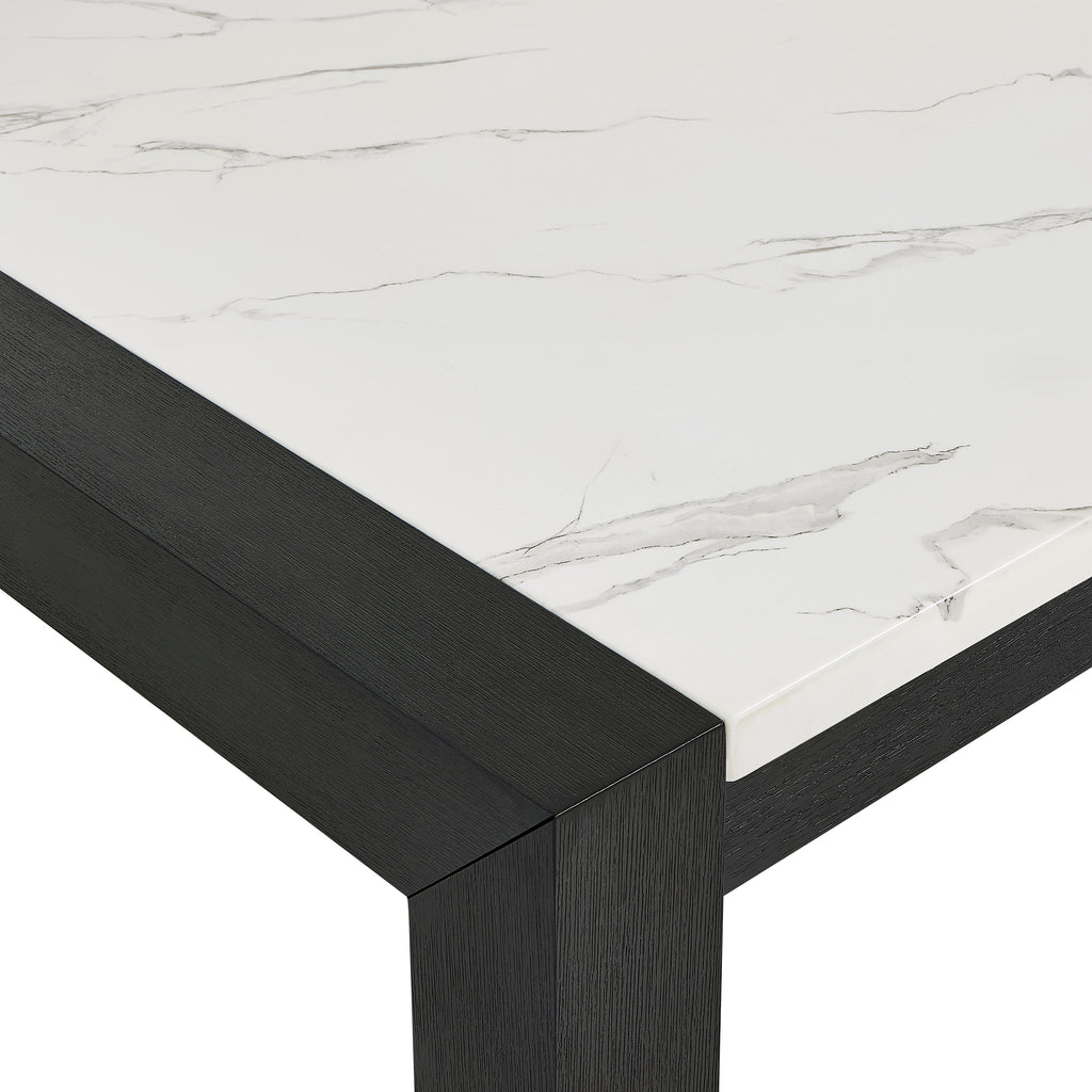 1322T-6PC 6 pc Jules dark finish wood faux marble center top dining table set