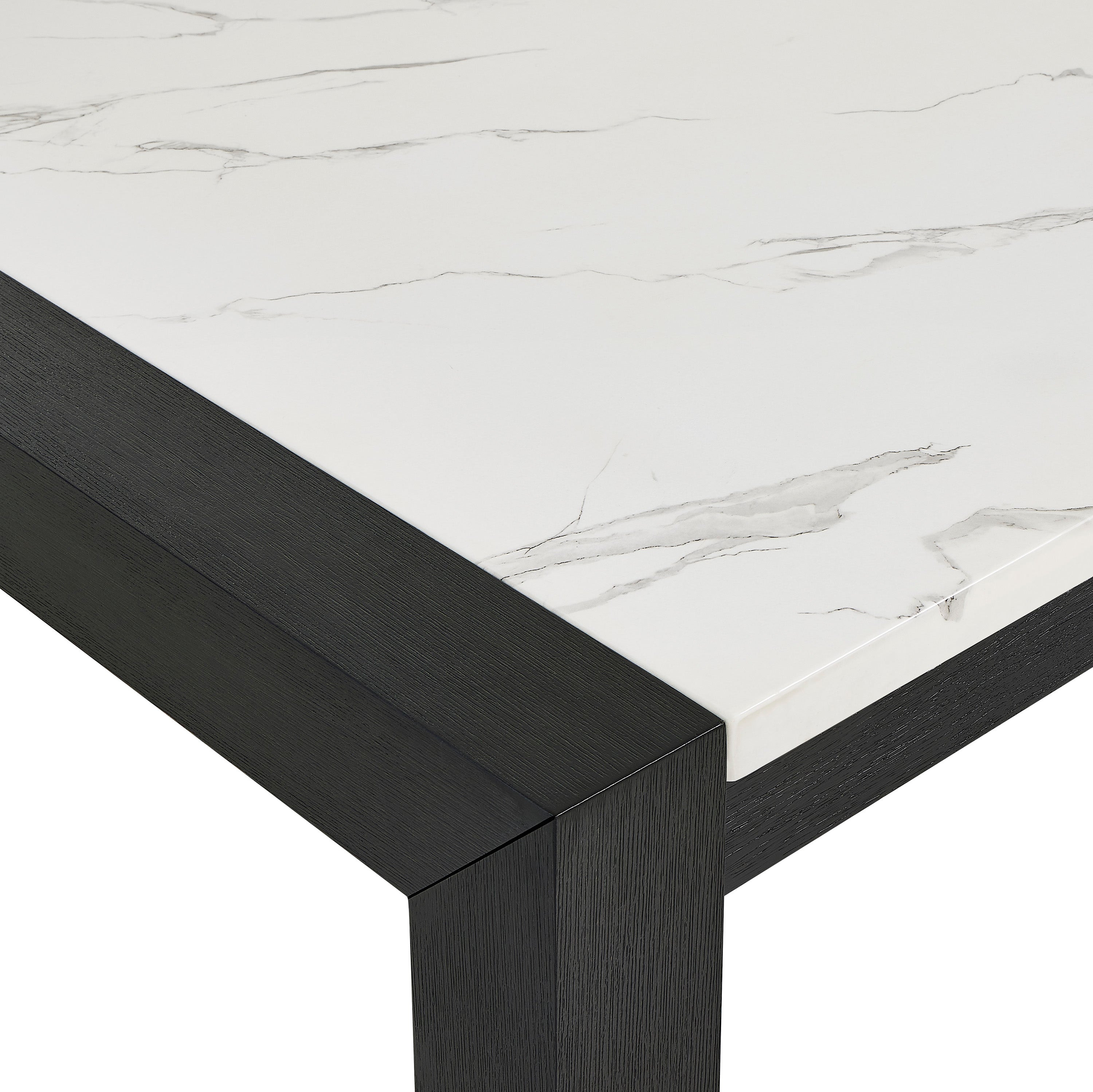 1322T-6PC 6 pc Jules dark finish wood faux marble center top dining table set