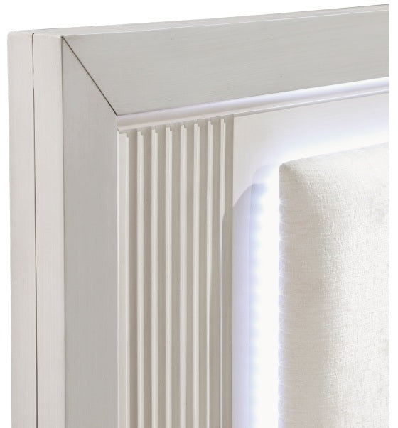 Homelegance 1326-4PC 4 pc Florence antique white finish wood LED accent lighted headboard queen bedroom set