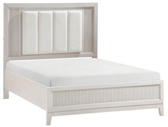 Homelegance 1326-4PC 4 pc Florence antique white finish wood LED accent lighted headboard queen bedroom set