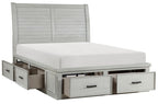 Homelegance 1337-4PC 4 pc Willowbrook light grey finish wood queen bedroom set with underbed drawers