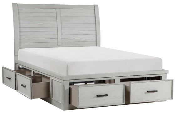 Homelegance 1337-4PC 4 pc Willowbrook light grey finish wood queen bedroom set with underbed drawers
