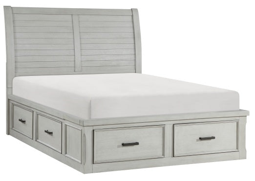 Homelegance 1337-4PC 4 pc Willowbrook light grey finish wood queen bedroom set with underbed drawers