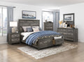 1342-4PC 4 pc Lenior grey finish wood rustic style queen bedroom set storage drawers in footboard