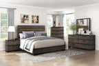 Homelegance 1343-4PC 4 pc Acworth black and brownish grey finish wood LED accent lighted headboard queen bedroom set
