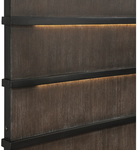 Homelegance 1343-4PC 4 pc Acworth black and brownish grey finish wood LED accent lighted headboard queen bedroom set