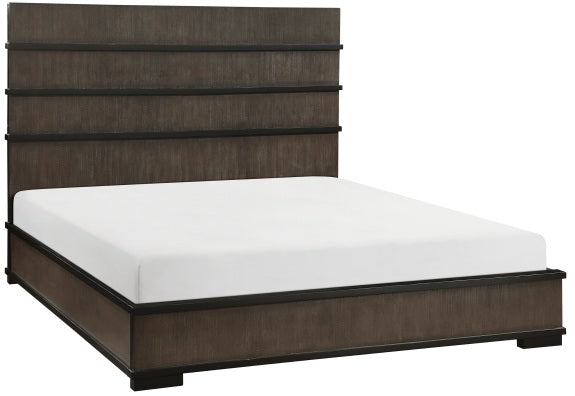 Homelegance 1343-4PC 4 pc Acworth black and brownish grey finish wood LED accent lighted headboard queen bedroom set