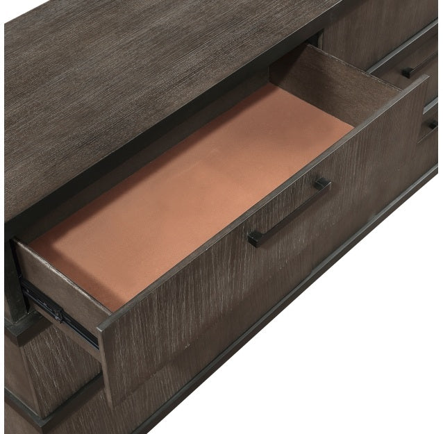 Homelegance 1343-4PC 4 pc Acworth black and brownish grey finish wood LED accent lighted headboard queen bedroom set